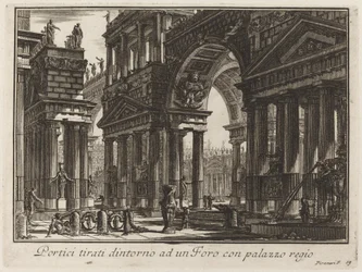 Arkaden um ein Forum mit königlichem Palast