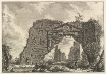 Überreste eines überdachten Portikus oder eines Kryptoportikus in einer Villa von Domitian, fünf Meilen entfernt, ca. 1766