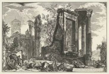 Tempel der Vesta und Tempel der Tiburtinischen Sibylle in Tivoli (Gezichten op Rome)