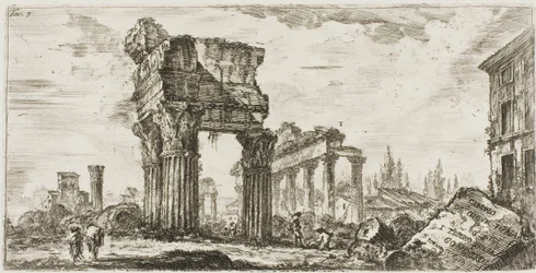 Tempel des Jupiter Tonans [Jupiter der Donnerer]. 1. Tempel der Concordia, Platte 7 aus Einige Ansichten von Triumphbögen und anderen Denkmälern