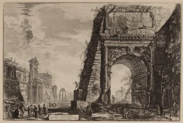 Der Titusbogen mit dem Casino Farnese links, c.1760-78