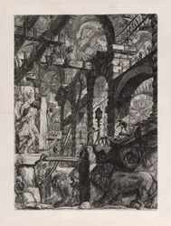 Die Löwen-Reliefs, Platte 5 aus Carceri d