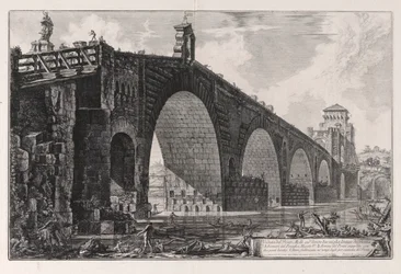 Ansicht der Milvischen Brücke über den Tiber, zwei Meilen außerhalb von Rom, aus Vedute di Roma (Ansichten von Rom)