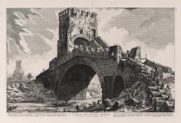 Ansicht der Salario-Brücke, aus Vedute di Roma