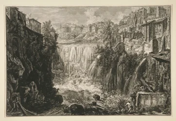 Ansicht des Großen Wasserfalls in Tivoli, aus Vedute di Roma