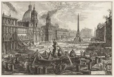 Ansicht der Piazza Navona über den Ruinen des Circus Agonalis (Domitianszirkus), aus „Ansichten von Rom“