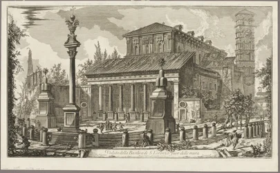 Ansicht der Basilika S. Lorenzo fuori delle Mura, aus Ansichten von Rom