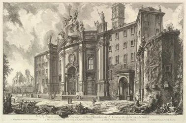 Ansicht der Fassade der Basilika S. Croce in Gerusalemme, ca. 1750