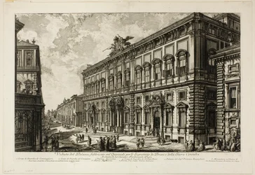 Ansicht des Palazzo della Consulta auf dem Quirinal, Sitz des päpstlichen Sekretariats, aus Ansichten von Rom