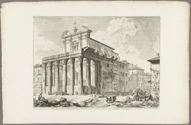 Ansicht des Tempels von Antoninus und Faustina im Forum Romanum, aus Ansichten von Rom