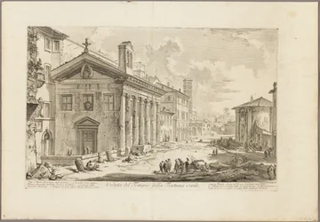 Ansicht des Tempels der Fortuna Virilis. Jetzt die armenische Kirche S. Maria Egizziaca, aus Ansichten von Rom