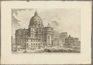 Ansicht der Außenseite der Petersbasilika im Vatikan, aus Ansichten von Rom