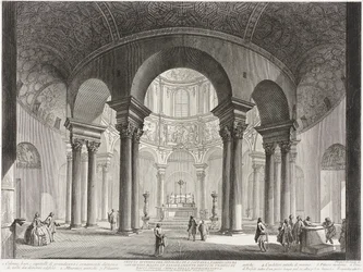 Blick in das Innere des Grabmals der Santa Costanza, das von Konstantin dem Großen erbaut und irrtümlich als Bacchustempel bezeichnet wurde, heute die Kirche Santa Costanza.