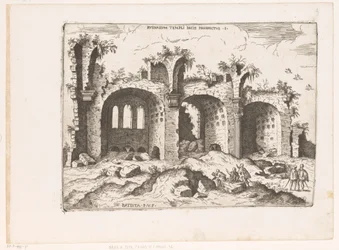 Ansicht der Basilika von Maxentius in Rom (Ruinarum Templi Pacis Prospectus, Praecipua aliquot Romanae Antiquitatis Ruinarum Monimenta)