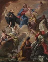 Heilige präsentieren eine fromme Frau der Jungfrau und dem Kind, 1720er