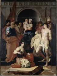 Madonna auf dem Thron mit Kind und Heiligen