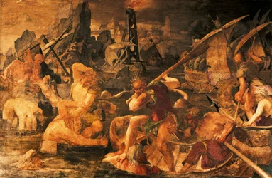 Seeschlacht, Fresko Galerie von Franz I., Schloss Fontainebleau (UNESCO-Weltkulturerbe)