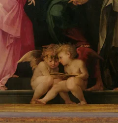 Zwei Engel lesen (Detail)