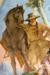 Detail von Bauer, aus Angelica kommt dem verwundeten Medoro zu Hilfe, aus dem Raum des Orlando Furioso in der Palazzina