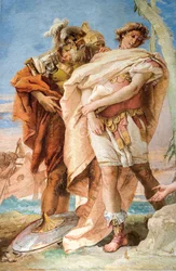 Detail von Rinaldo, aus Rinaldo verlässt Armida, aus dem Raum des Befreiten Jerusalem in der Palazzina