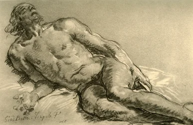 Liegender Akt, der obere Teil des Körpers teilweise erhoben, 1752, 1928