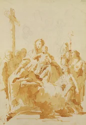 Jungfrau und Kind, verehrt von Bischöfen, Mönchen und Frauen, 1735-40
