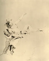 Frau ruht auf Wolken und wird von einem Amor unterstützt, Mitte des 18. Jahrhunderts, 1928