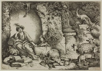 Circe mit den Gefährten des Odysseus, die in Tiere verwandelt wurden