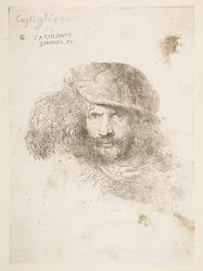 Kopf eines Mannes mit Federhut, möglicherweise Bernini, möglicherweise ein Selbstporträt, ca. 1645-1650