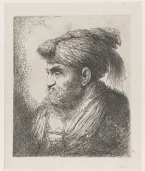 Kopf eines Mannes mit Turban mit Quaste (Grote studie van hoofden met oosterse hoofddeksels)