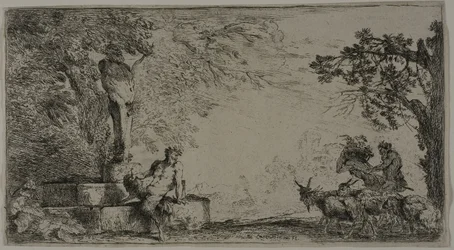 Satyr ruht unter einem Herm