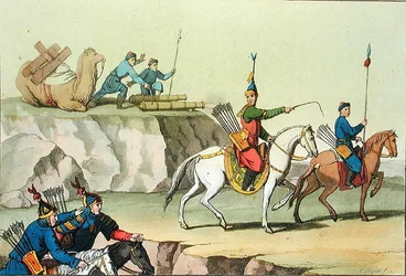 Eine Truppe vorrückender Soldaten, Illustration aus 