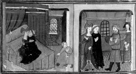 Dekameron, Bruder Rinaldo schläft mit der Mutter seines Patenkindes; der Bruder wird vom Vater des Kindes belohnt. Siebter Tag, Novelle 3