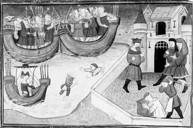 Dekameron, Gerbino entert das Schiff der Tochter des Königs von Tunis; Gerbino wird enthauptet. Vierter Tag, Novelle 4.