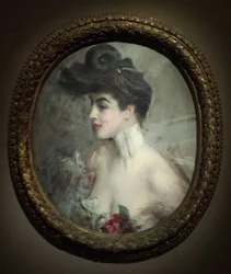 Boldini - Porträt von Mme X., mit Perlenhalsband