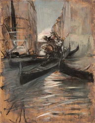 Kanal mit Gondeln, Venedig, Italien