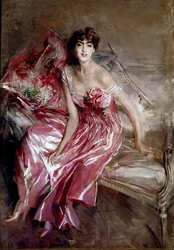 Porträt von Madame Olivia Concha de Fontecilla oder die Dame in Pink (Gemälde von Giovanni Boldini)