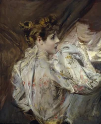 Porträt einer jungen Frau im Profil Eleonora Duse, um 1895