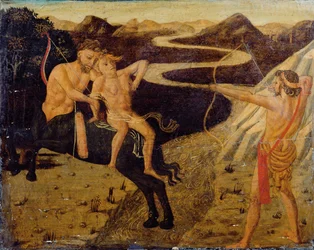 Cassone-Paneel: Herkules rettet Deianeira vor Nessus