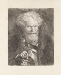 Alter Mann mit Helm, aus der Sammlung von Köpfen