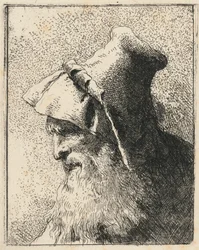 Profil eines alten Mannes mit Bart