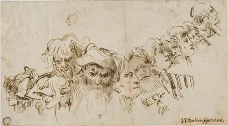 Skizzen von Männerköpfen (recto); Königin und Page (verso)