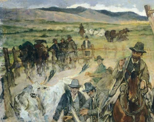 Brandmarkung junger Stiere in der Maremma, um 1887 (Detail)