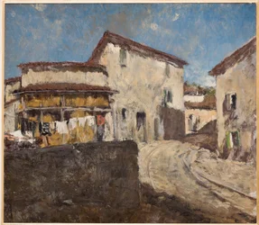 Landstraße und Häuser