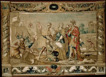 Dido zeigt Aeneas die Pläne für die Befestigungen von Karthago