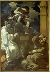 St. Franziskus (1182-1226) in Ekstase und St. Benedikt (480-527) mit einem Engelmusiker, 1620