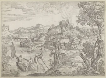 Landschaft mit Lautenspieler