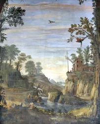 Landschaft und Badende