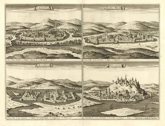 Kassa, Hatvan, Szolnok és Belgrád vára (Giovanni Giacomo De Rossi, 1683)