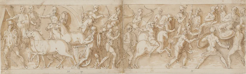 32 Kopien nach der Marcus-Aurelius-Säule, Piazza Colonna in Rom